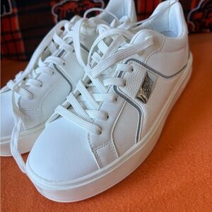 Cavalli Class White Sneakers with Silver Accent